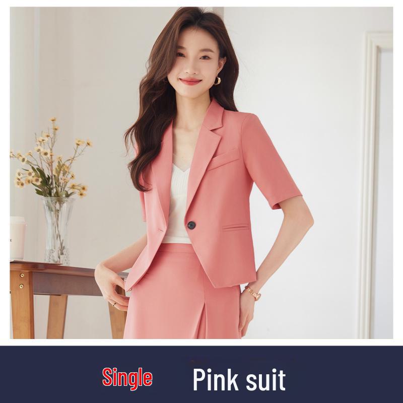 Women's Black Short-Sleeve Slim Fit Summer Blazer