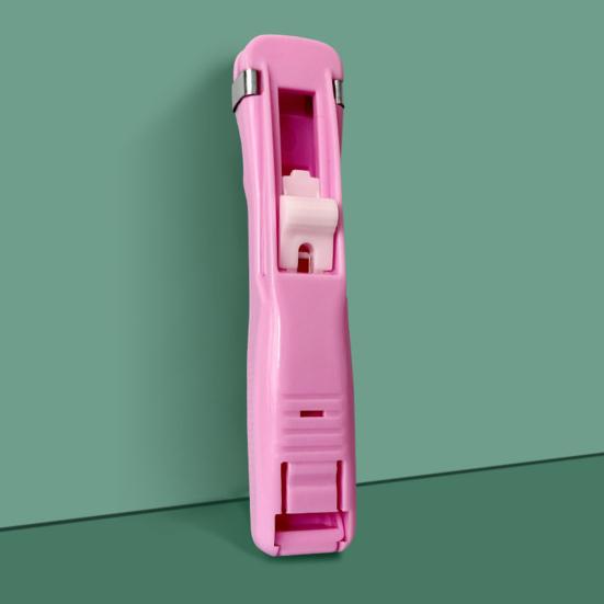 Push-Hefter, 50 Heftklammern, 40 Blatt Kapazität, fest klemmend, wiederverwendbar, für Schreibtischdokumente, handgehaltener Papierklammer-Spender, Schulbedarf