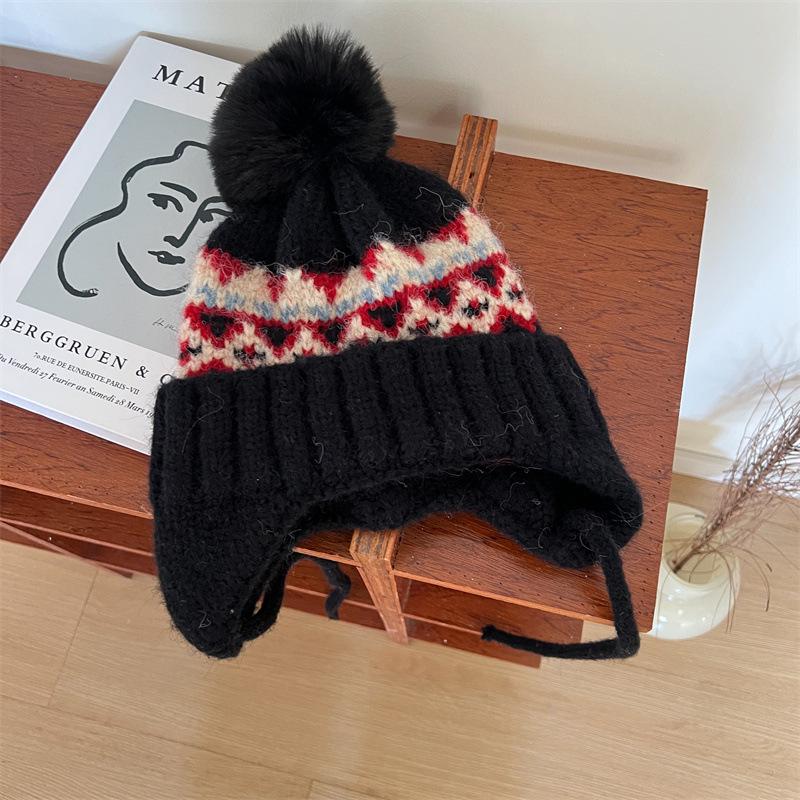 Căciulă tricotată coreeană cu pompon pentru copii - Protecție caldă pentru urechi pentru băieți și fete