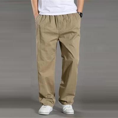 Men Work Pants with Pockets Wide Leg Loose Cargo Pants Solid Color Cotton Thin Wear-resistant Trousers Streetwear Slacks for Outdoor Hiking Camping