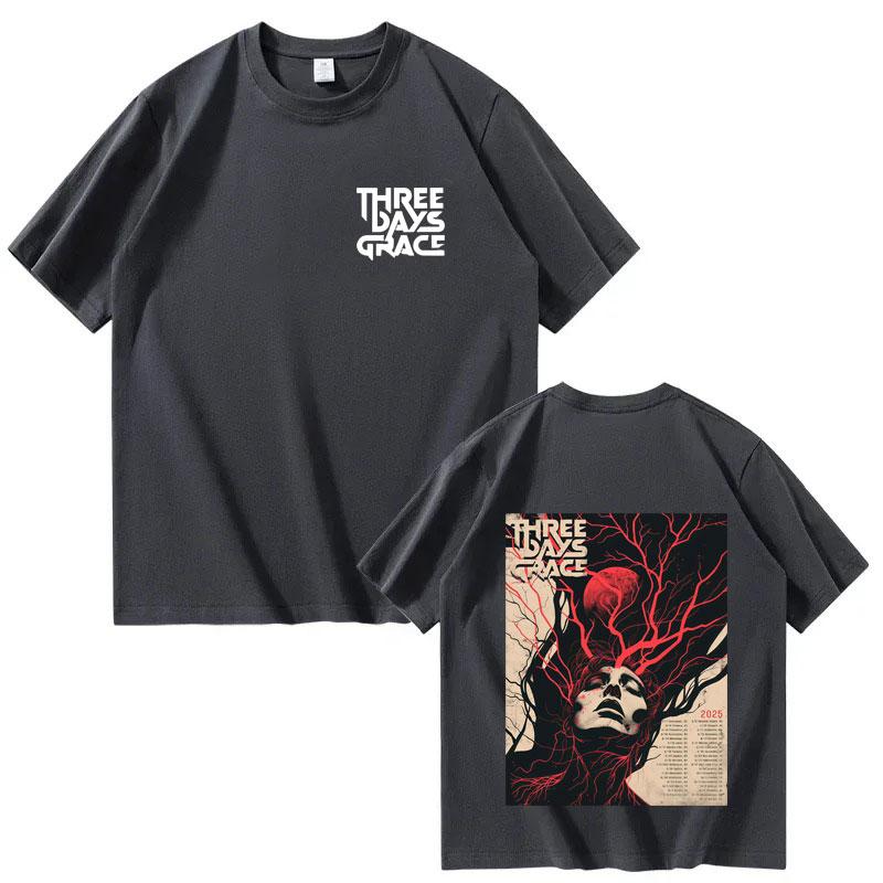 Singer's Three Days of Grace Harajuku Men's and Women's Fashion Round-neck Summer Pure Cotton Printed T-shirt