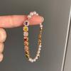 Luxury Pearl Crystal Bracelet Ornaments Colored Zircon Bracelet Rainbow Rhinestone Bracelet  Gifts
