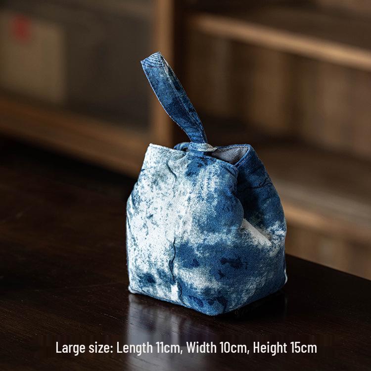 Portable Travel Tea Set with Ink Wash Batik Design: Quick-Brew Teapot, Fair Cup, and Zisha Pot Storage Bag