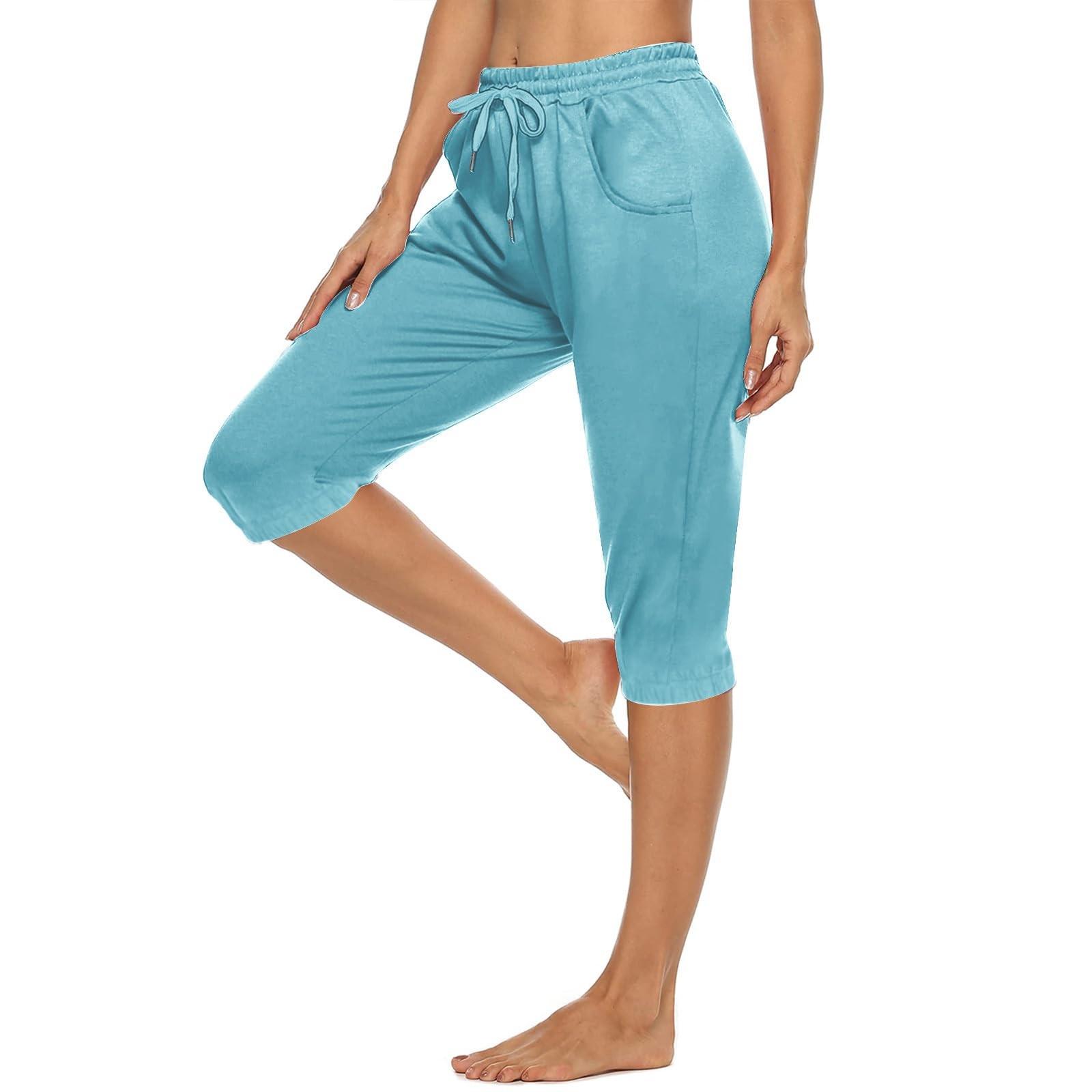 

Женские брюки для бега с завязками, удобные спортивные брюки с карманами, 5 шт. XL небесно-голубой
