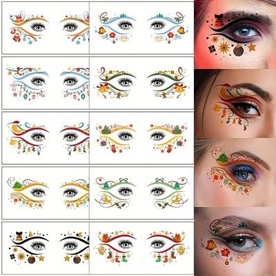 Lot de 10 autocollants de tatouage temporaire pour les yeux, faux tatouage pour le maquillage du visage