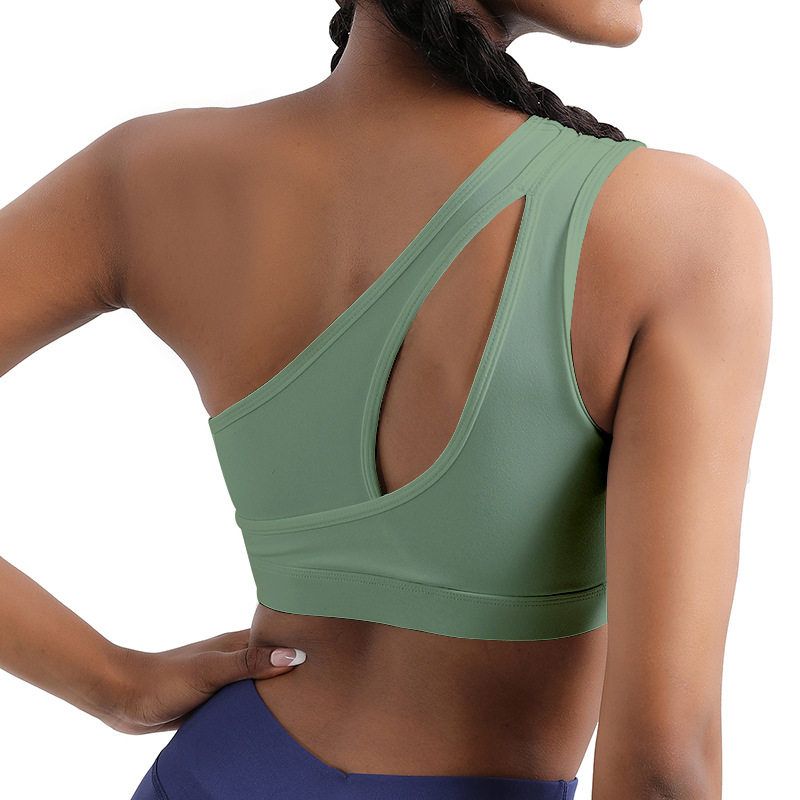 European and American Style Single-Shoulder Sports Bra, Shockproof High-Intensity Sports Vest, Fitness Yoga Bra, Yoga Wear, Women's Underwear