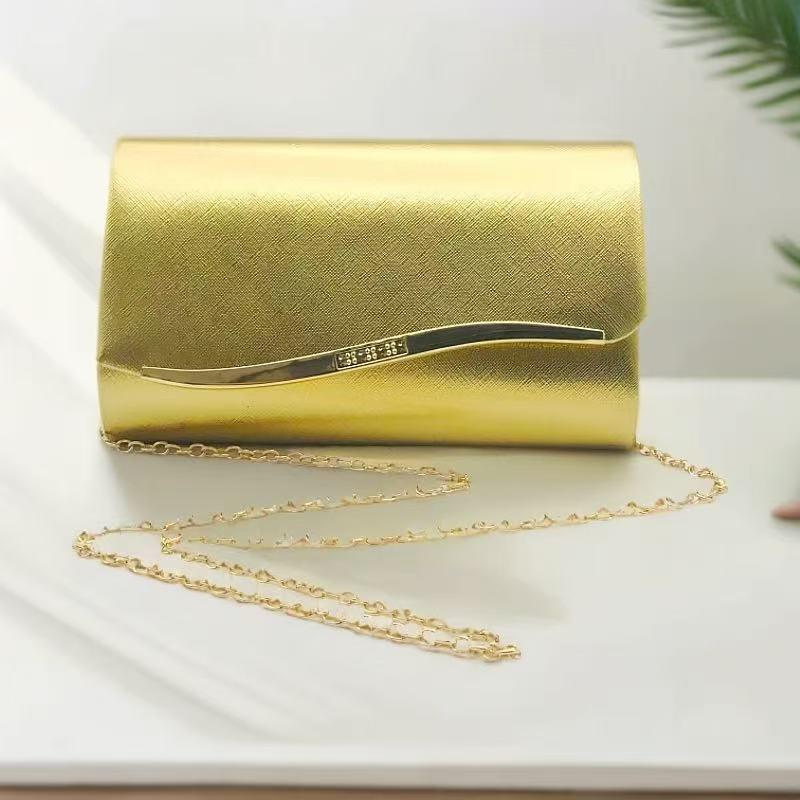 

Women s PU Leather Evening Clutch Chain Bag - Simple Fashion Handbag 22x13x5 cm золотой
