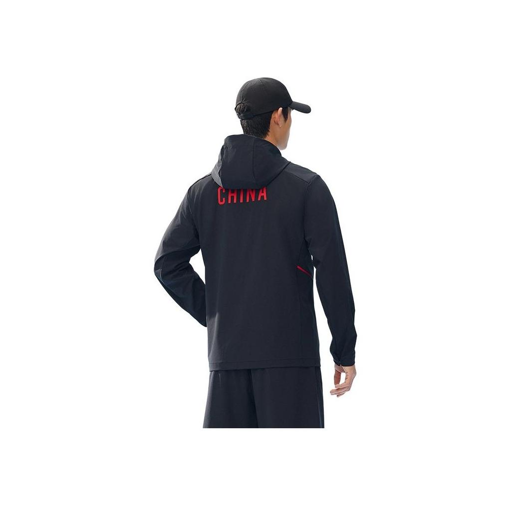 Anta Comfortable Simple Versatile Hooded Slim Fit Zipper Letter Jacket Men Jackets Basic-Black 152527610-3