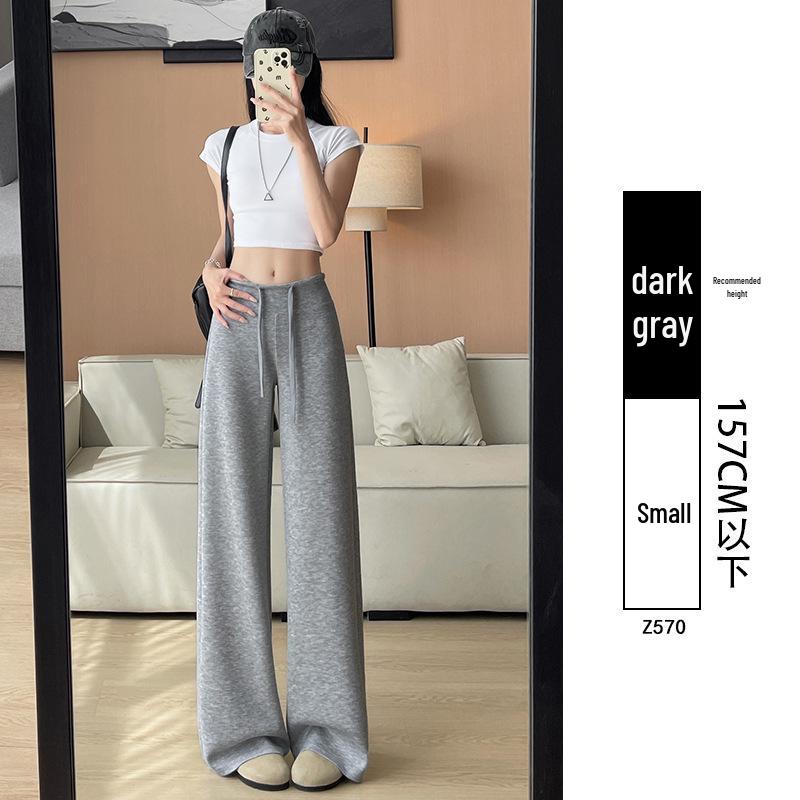 Women's Summer 2025 High-Waisted Gray Joggers - Thin, Loose, Ice Silk, Narrow-Leg Pants