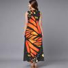 Women Plus Size Sleeveless Round Neck Dress Luxe Large Blossom Printed Flowy Calf Length Gown