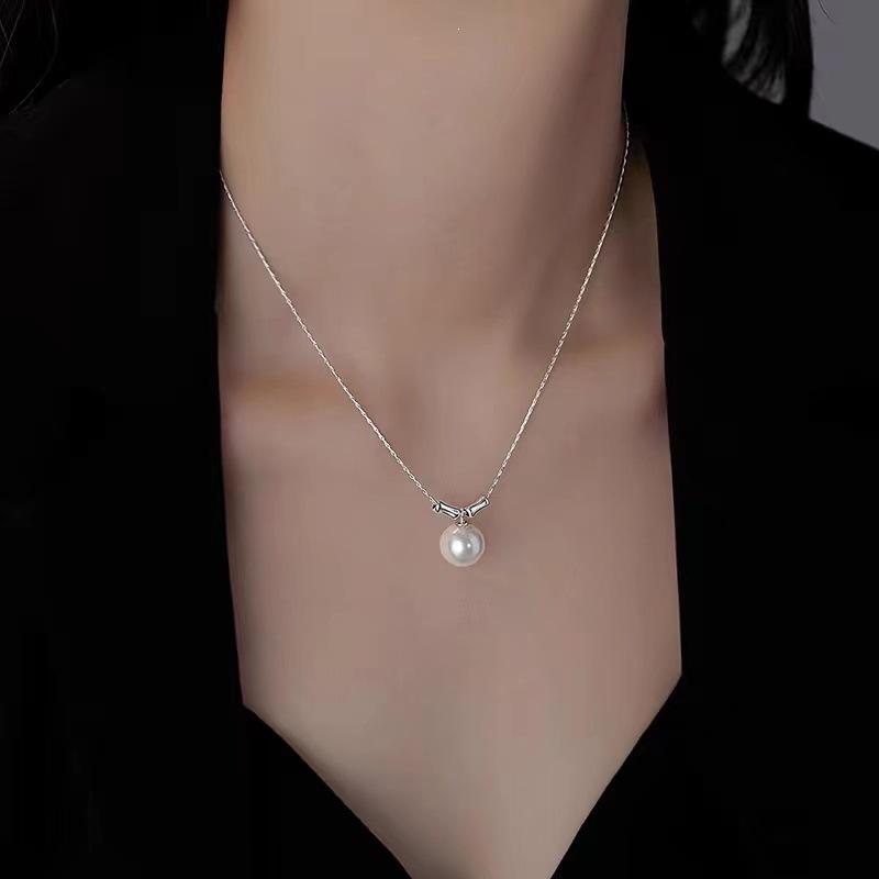 2024 New Hot Style 925 Sterling Silver Pearl Necklace for Women - Clavicle Chain with a Luxurious High-End Feel