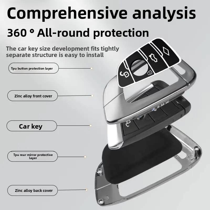 Zinc Alloy Leather Car Remote Key Case for BMW F10 F11 F20 F25 F30 F31 F34 G20 G30 X3 X4 I3 M3 M4 1 3 5 Series Accessory