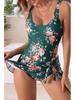 Two-Piece Digital Print Slim Fit Swim Skirt Set: European & American Style Sexy Bikini for Women