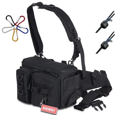 HAKAWAFLY Fishing Breite Große Taille Breite Angeln 5WEGE Tackle Hüft Schulter Wasser Kommt mit 2 Rutenhaltern und 5 Karabinerhaken Tasche, Mund, Fassungsvermögen, Tasche,