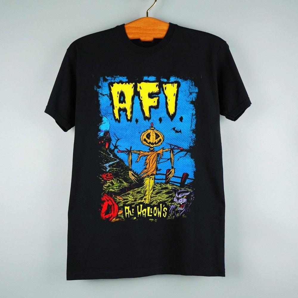 Vtg AFI Band Halloween Cotton T Shirt For Men Black Full Size Unisex T-Shirt XXXL