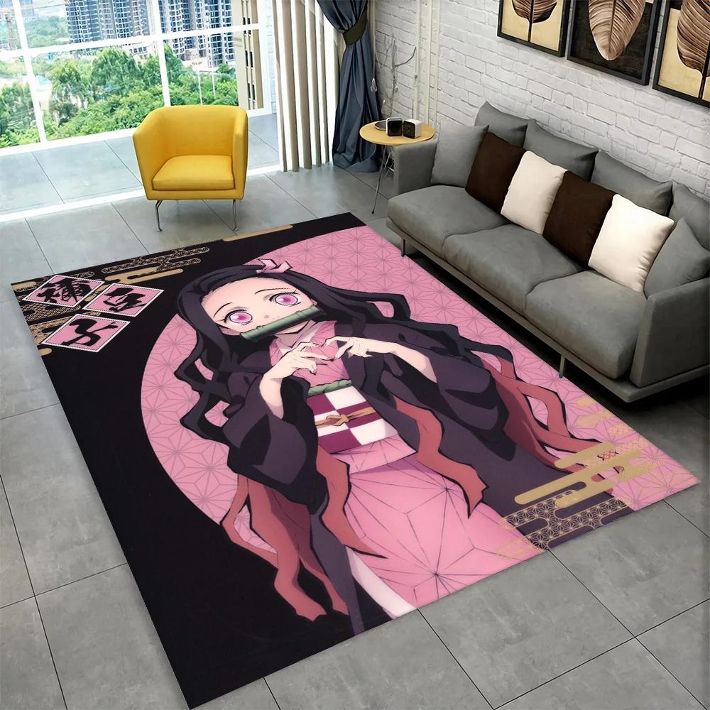 Anime Kamado Nezuko Demon Slayer Area Rug,Carpet Rug for Living Room Children Bedroom Sofa Doormat Decor,Kid Non-slip Floor Mat