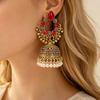 Indian Vintage Crystal Pearl Bell Tassel Earrings Creative Design Bohemian Light Luxury Long Earrings for Women