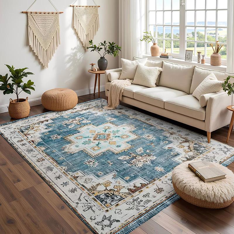 

RAKKS Ковер Бохо из бархата с противоскользящим покрытием, Сверхпрочный, Большой ковер-накидка, Не линяет, для спальни, гостиной, коврики, светло-голубой 40x60cm15.8x23.6in