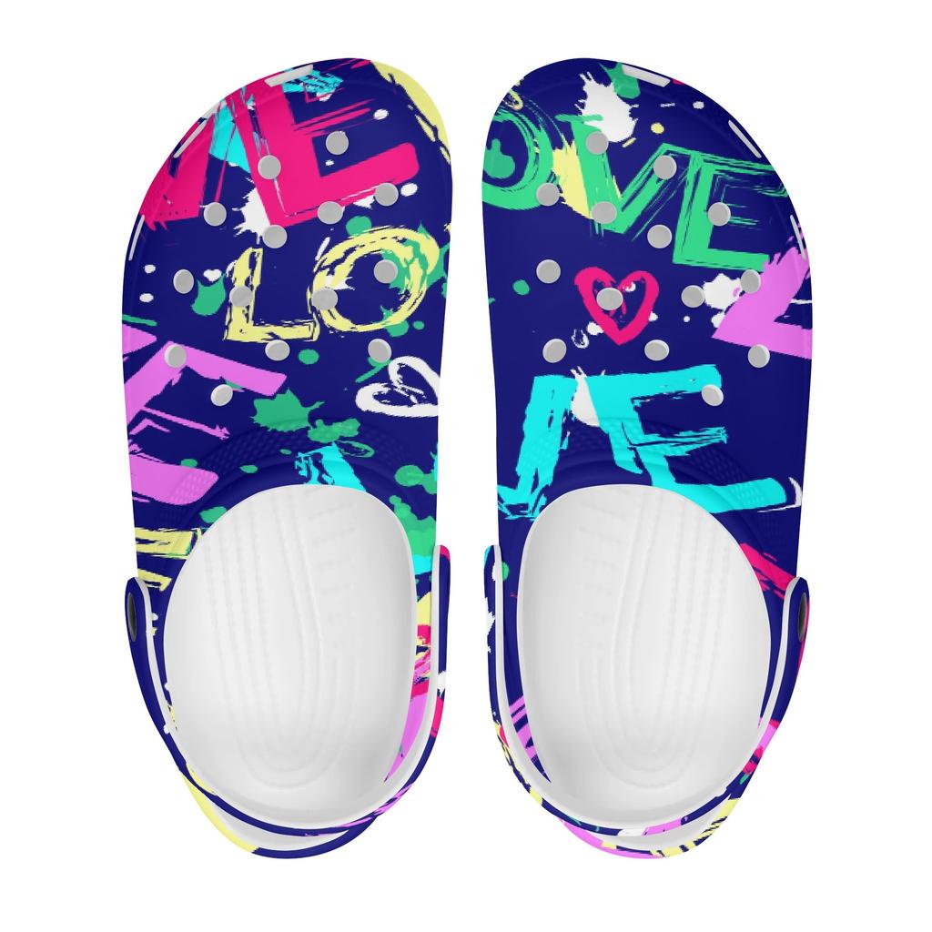 Printed Slip On EVA Clogs Women Men Lightweight Breathable Garden Shoes Beach Pool Bathroom Home Casual Sandals Travel Wear