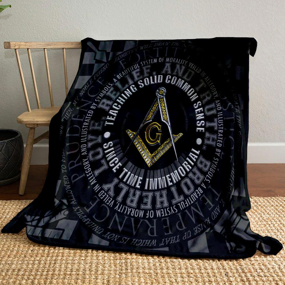 Masonic Symbol Pattern Blanket Bedroom Blanket for Livingroom Couch Lunch Break Soft Throw for Friend's Festival Gift
