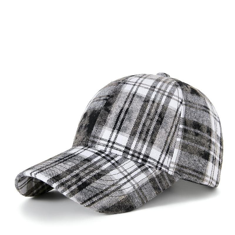 Autumn and Winter Hard Top Plaid Retro Baseball Cap Women's Street Classic Old Face Small Sunshade Cap Trend
