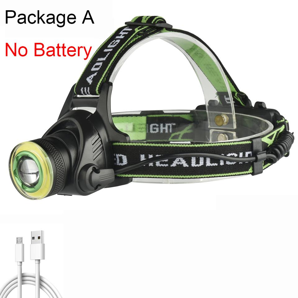 

D2 T6+ COB Светодиодный налобный фонарь с зумом Налобный фонарь 18650 Аккумулятор USB Перезаряжаемый для рыбалки Налобный фонарь Лампа Фонарик Водонепроницаемый свет