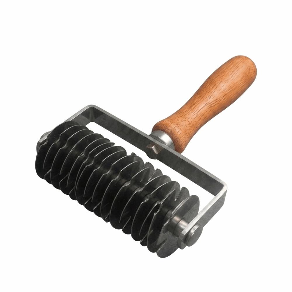 Tagliapasta a Rullo con Manico in Legno Taglia Impasto in Acciaio Inossidabile Cucina Domestica