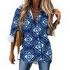 Women Street Fashion Shirt Abstract Evil Eye Casual 2025 New Spring and Autumn Blouse Long Sleeve Vintage Print Office Blouses