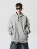 Unisex Retro Heavyweight Fleece-Lined Button-Up Hoodie: Trendy and Loose Fit