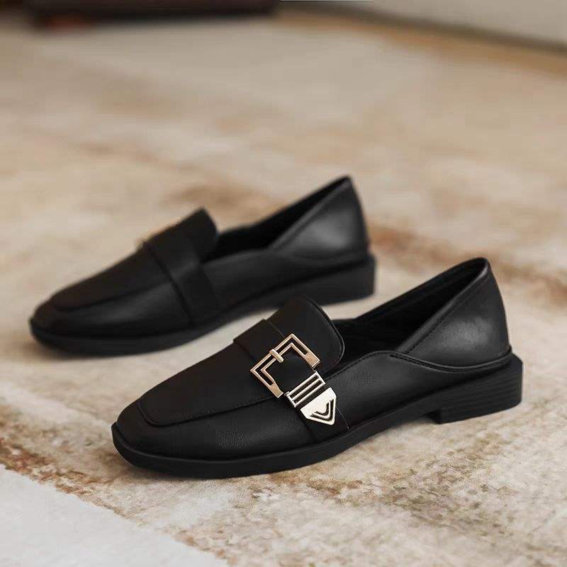 Wear Spring and Autumn New British Style Single Shoes Fashionable Black Flat Bottom Soft Sole One Pedal Niche Loafu Small Leather Shoes Women