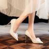 2024 Wedding Stilettos With Flowers White Temperament Stilettos With Party Gentle Wind Princess Women'S Shoes