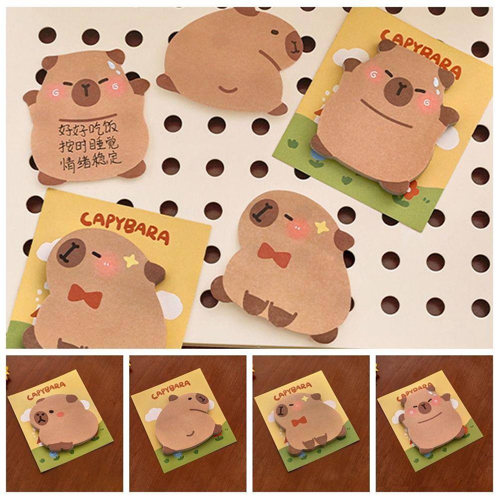 4 Pcs/Bag Durable N Times Sticky Notes Kawaii Message Paper Capybara Memo Pad  Students