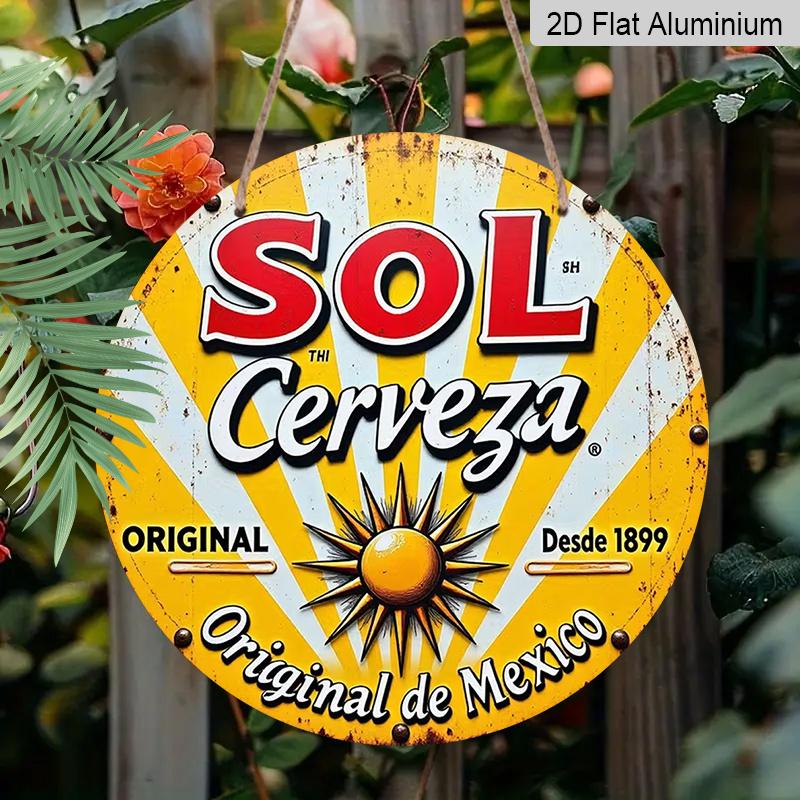 

2D Flat Aluminum 7.87 Inch X 7.87 Inch Vintage Mexican Style Beer-patterned Wall Hanging. Suitable for Bars, Living Rooms, Home Cellars, Kitchens 1pc