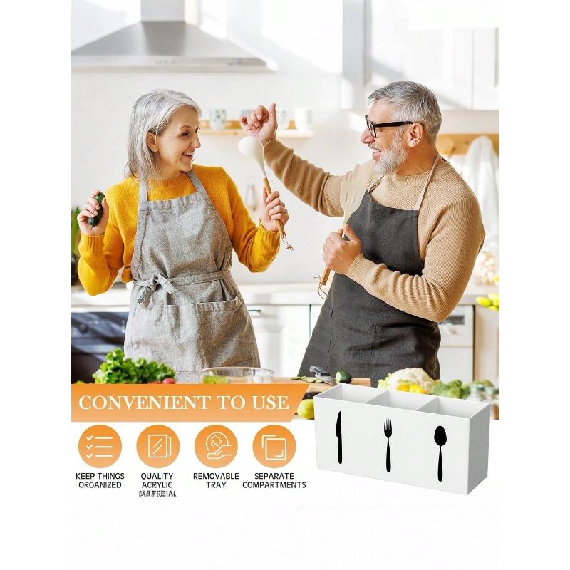 Multi-Function Kitchen Utensil Organizer - Space-Saving Plastic Cutlery Holder, Can Store Spoons, Knives And Forks, Durable
