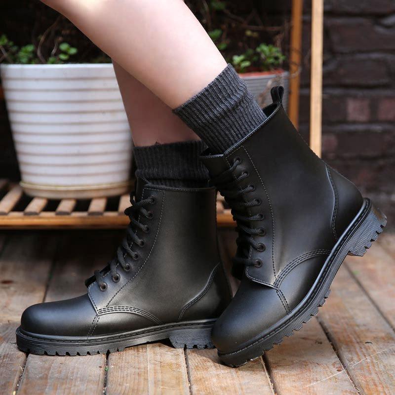 Fashion Rain Shoes Non-slip Waterproof Low Tube Rain Boots Thickened Wear-resistant Women's Martin Water Shoes Rubber Shoes