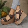 Fashion Retro Buckle Design Casual Thick Soled Sandals for Women 2025 Summer New Grass Woven Open Toes Comfortable Fashion Beach Sandals