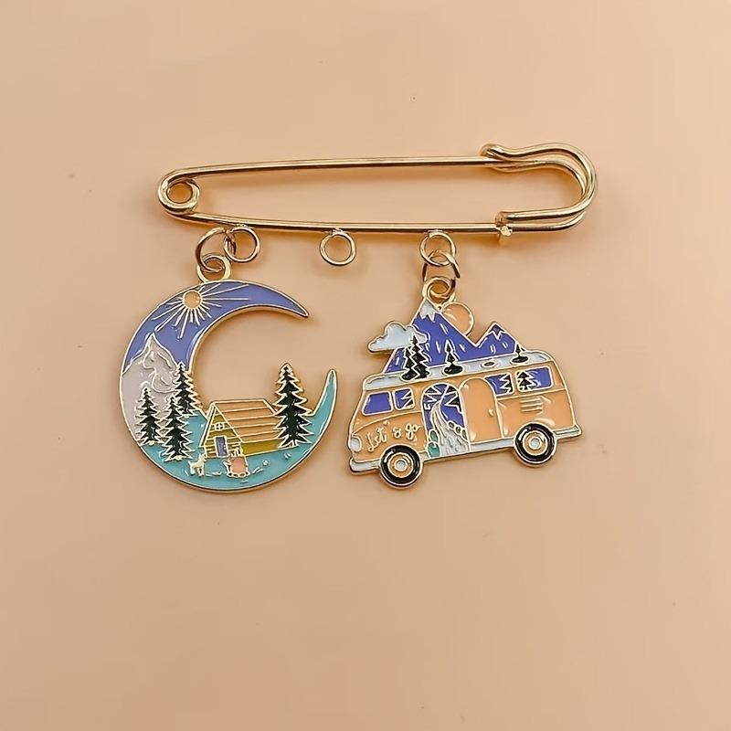 Retro Bohemian RV Camping Decorative Brooch Pendant