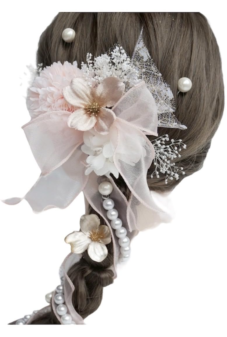 

Pearl Hair Ornament with Dried Perfect for and Weddings x P24 [Lomeri] Flowers, Coming-of-Age Ceremonies, Graduations, (Gold Pearl)