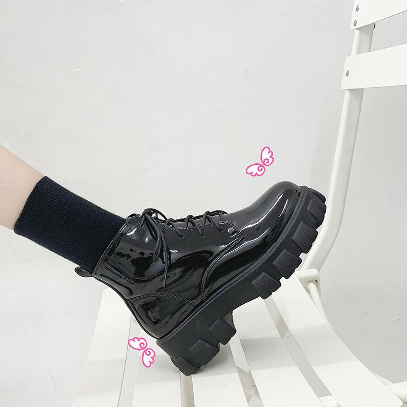 Women's Plus Size Round Toe PU Snow Boots Casual Short Tube Thick Soled Martin Boot Lacing Knight Shoes 35-42