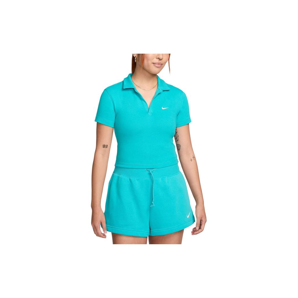 Nike Sportswear Essentials Solid Color Cropped Short-Sleeve Polo