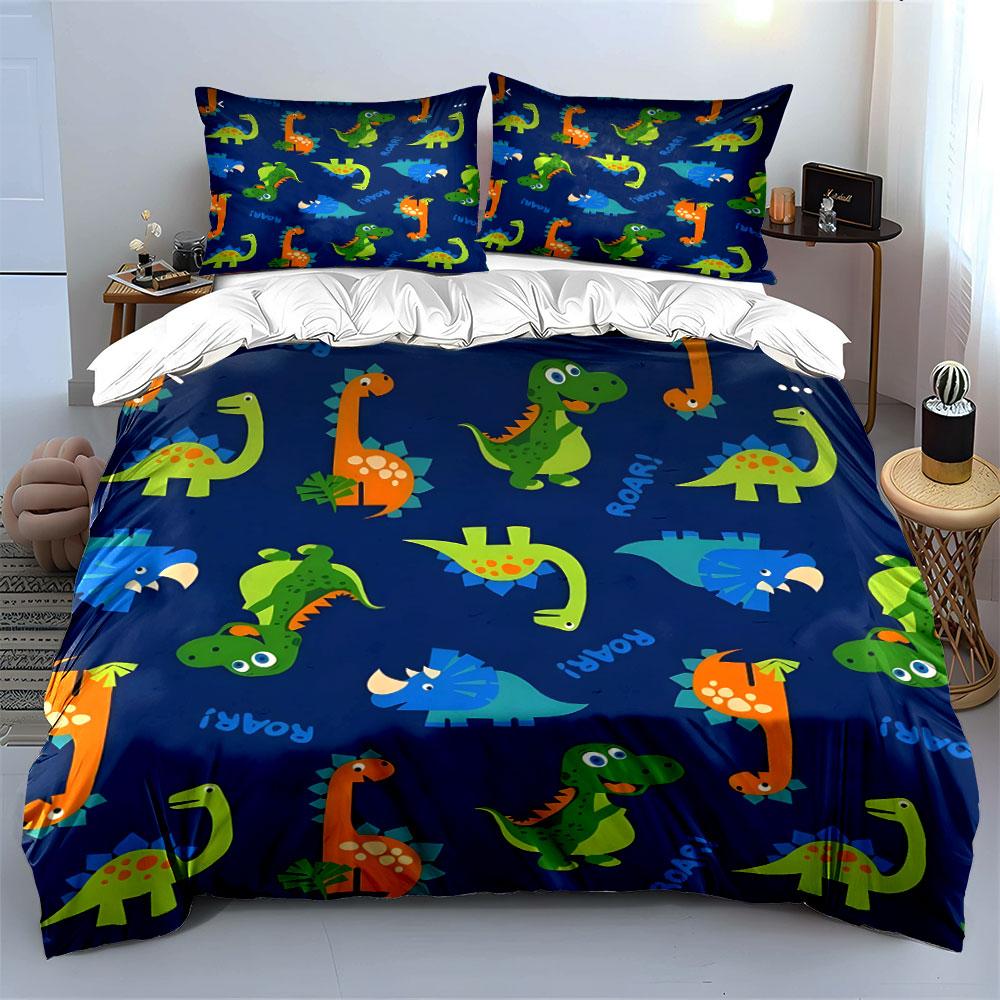 Kids Dinosaur Print Bedding Set Multiple Sizes Kid'S And Adults' Bedroom Exquisite 3Pc Bedding Set, Gift