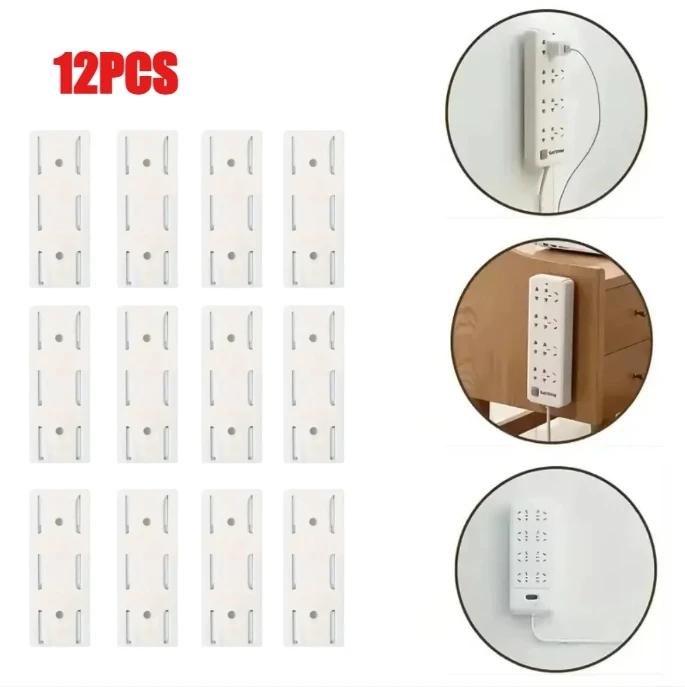 Self Adhesive Power Strip Holder Wall Mounted Removable Socket Fixer Cable Organizer for Office Home Desktop Storage Rack Use