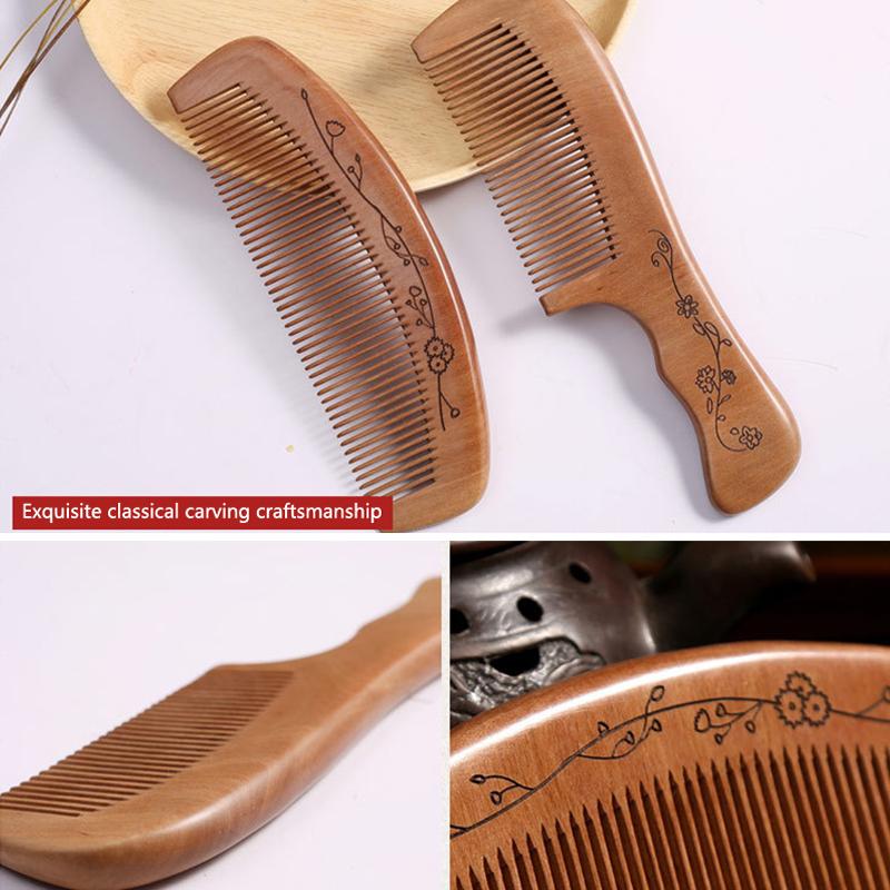 New Anti-Static Handcrafted Natural Peach Wood Hair Comb Head Massage Sandalwood Comb Hair Care Diy Styling Tool
