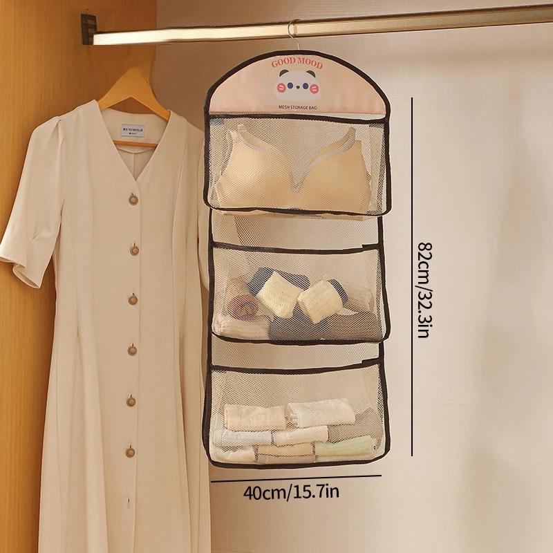Underwear Hanging Storage Bag Household Socks Storage Net Wardrobe Hanging Hook Net Bag Portable Clothing Storage Mesh Bag