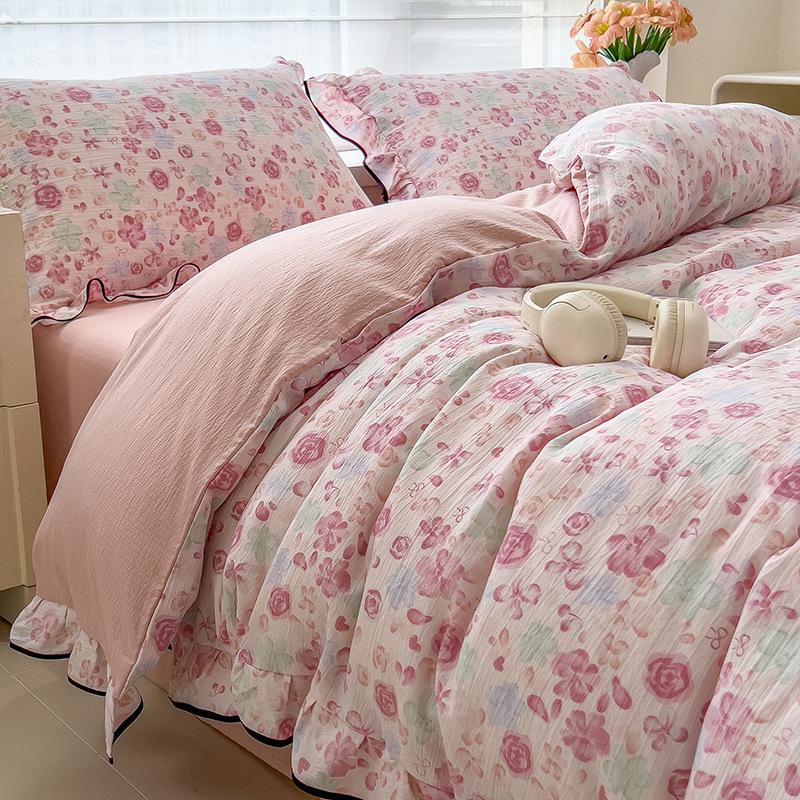 Lace Bed Four-piece Set, Skin-friendly Cloud-feeling Thin Quilt Cover, Bed Sheet Quilt Cover Three-piece Set