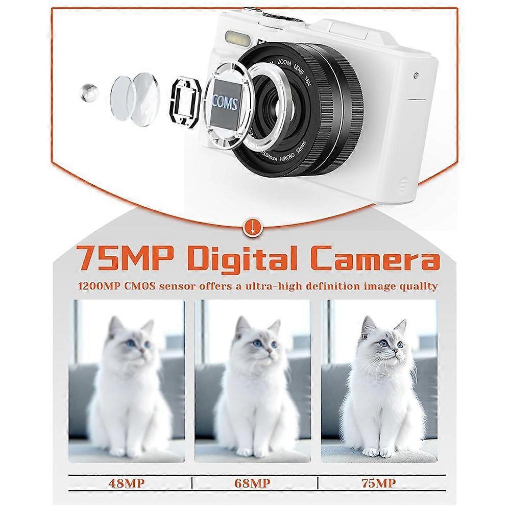 5K Digital Camera Autofoucs WiFi Vlog Camera with 180° Flip Screen, Compact P Ography Camera for Beginner, Teens B