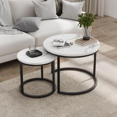 Kulatý konferenční stolek - MUVOE - 60cm - Bílá - Kov - Moderní design