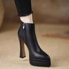 European and American Pointed Super High Heel Boots 2025 Autumn and Winter New Banquet Catwalk Shoes Fashion Waterproof Table Thick Heel Short Boots