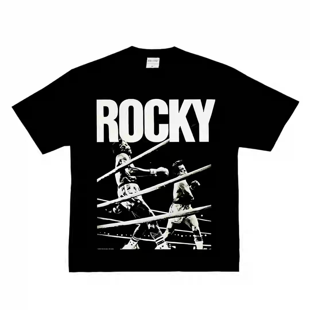 

2025 Рокки Вдохновляющий Боксерский Фильм Оригинальный Американский Маленький Вырез Горловины UFC Уличные Бои Хлопковая Футболка с Коротким Рукавом L