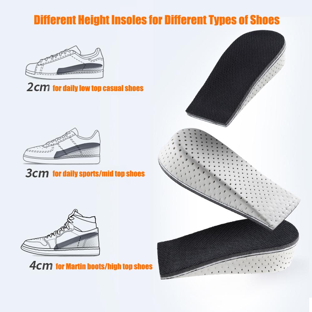 Solette rialzanti, Memory Foam, Solette interne rialzanti invisibili, Comfort sportivo, Mezze solette per uomo e donna
